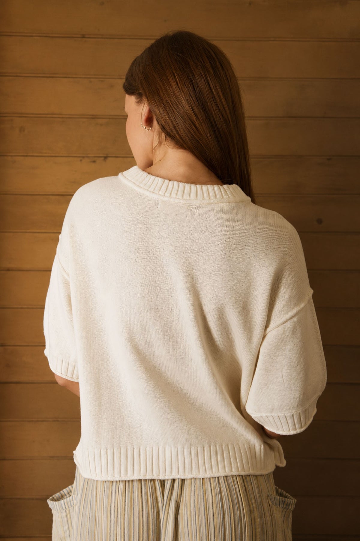 Raw Edge Short Sleeve Knit Cardigan