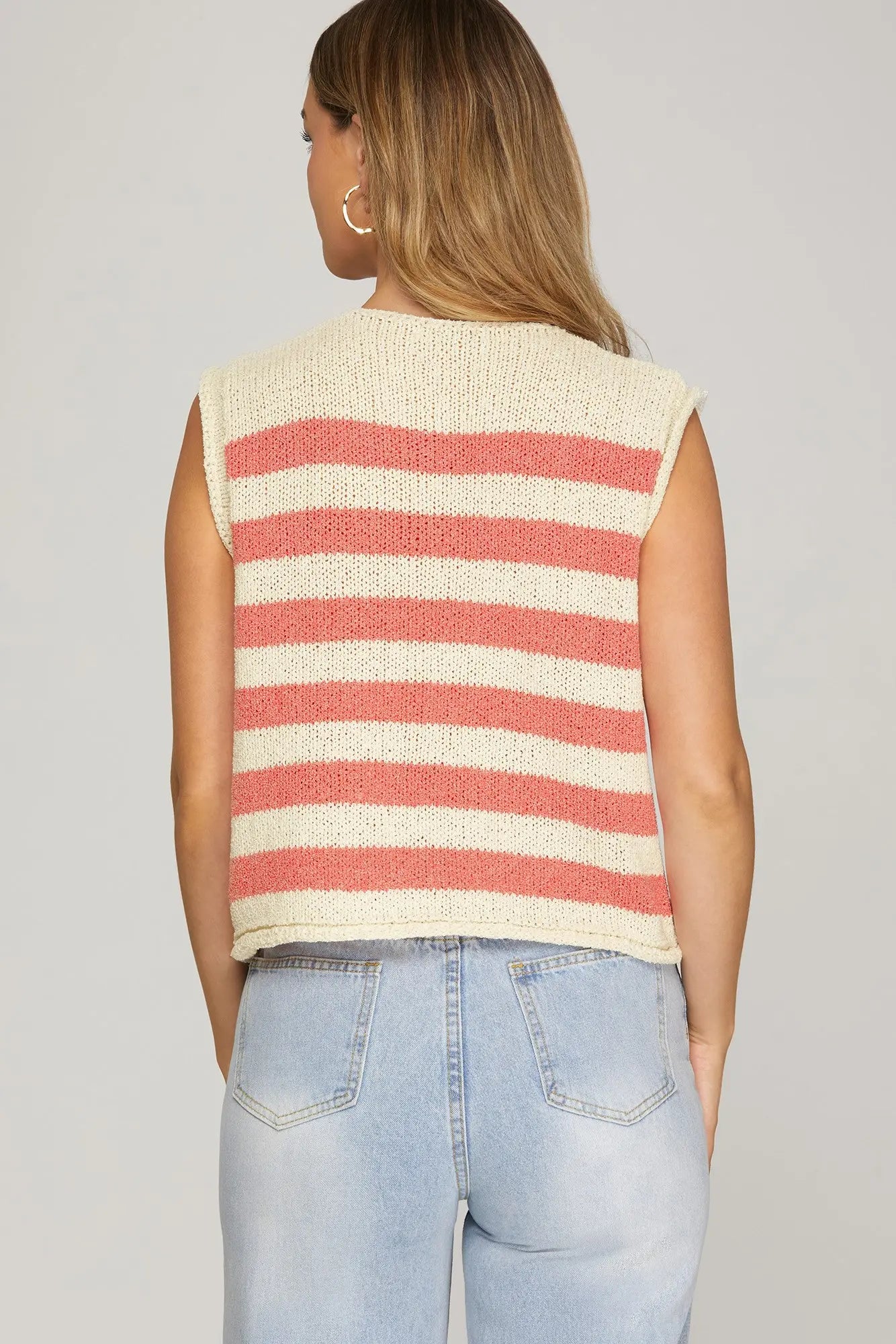 Coral Sleeveless Cardigan
