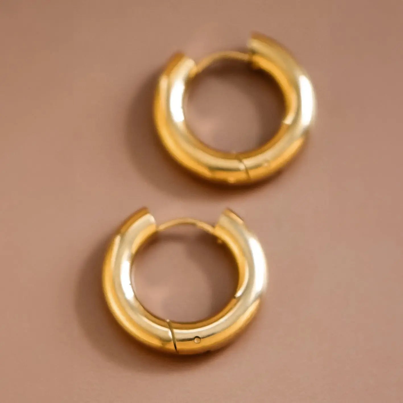 18K Gold Plated Waterproof Stainless Steel Hoop Earrings