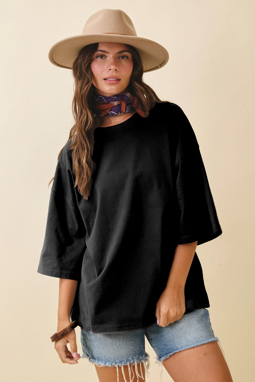 Oversized Everyday Cotton Tee- Black