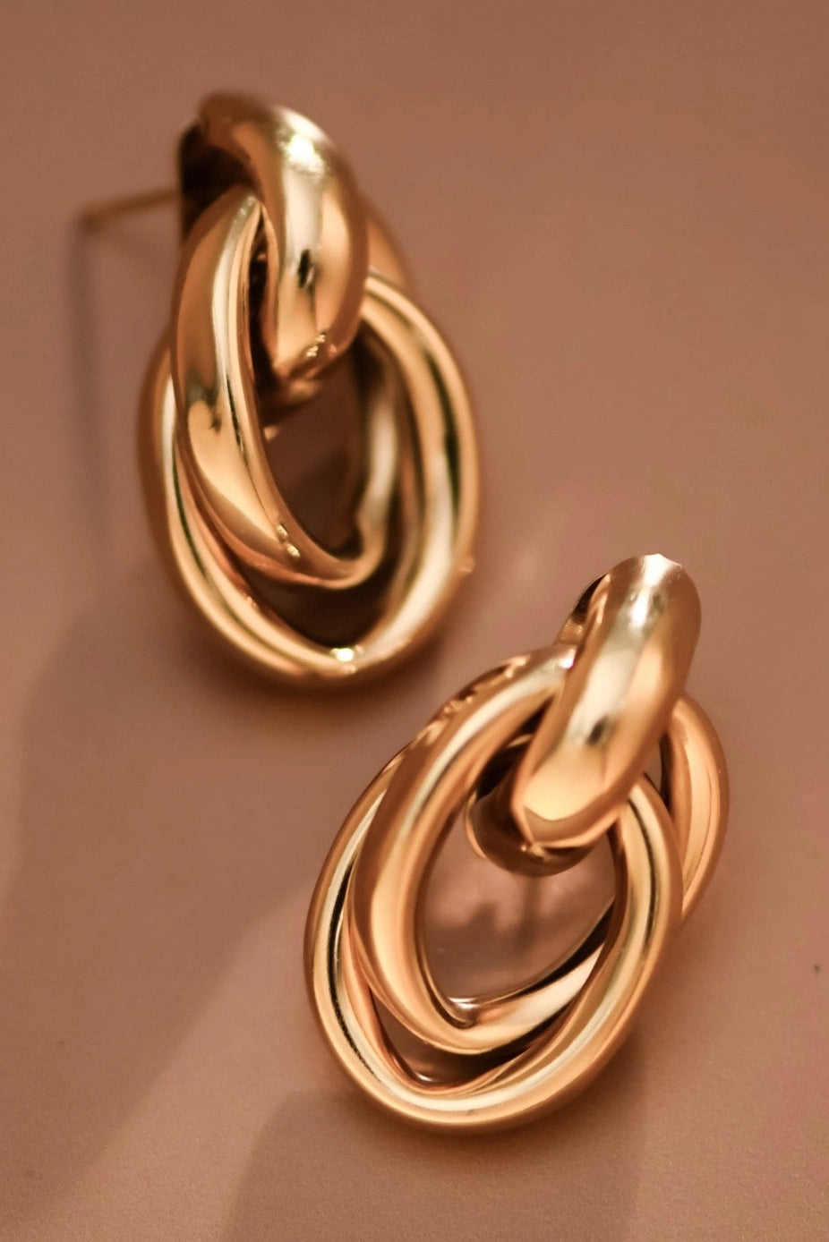 18K Gold Plated Waterproof Stainless Steel Chunky Link Drop Earrings