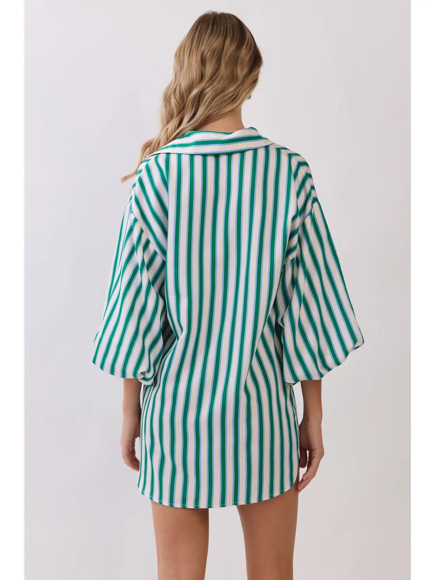 Balloon Sleeve Stripe Oversized Mini Dress