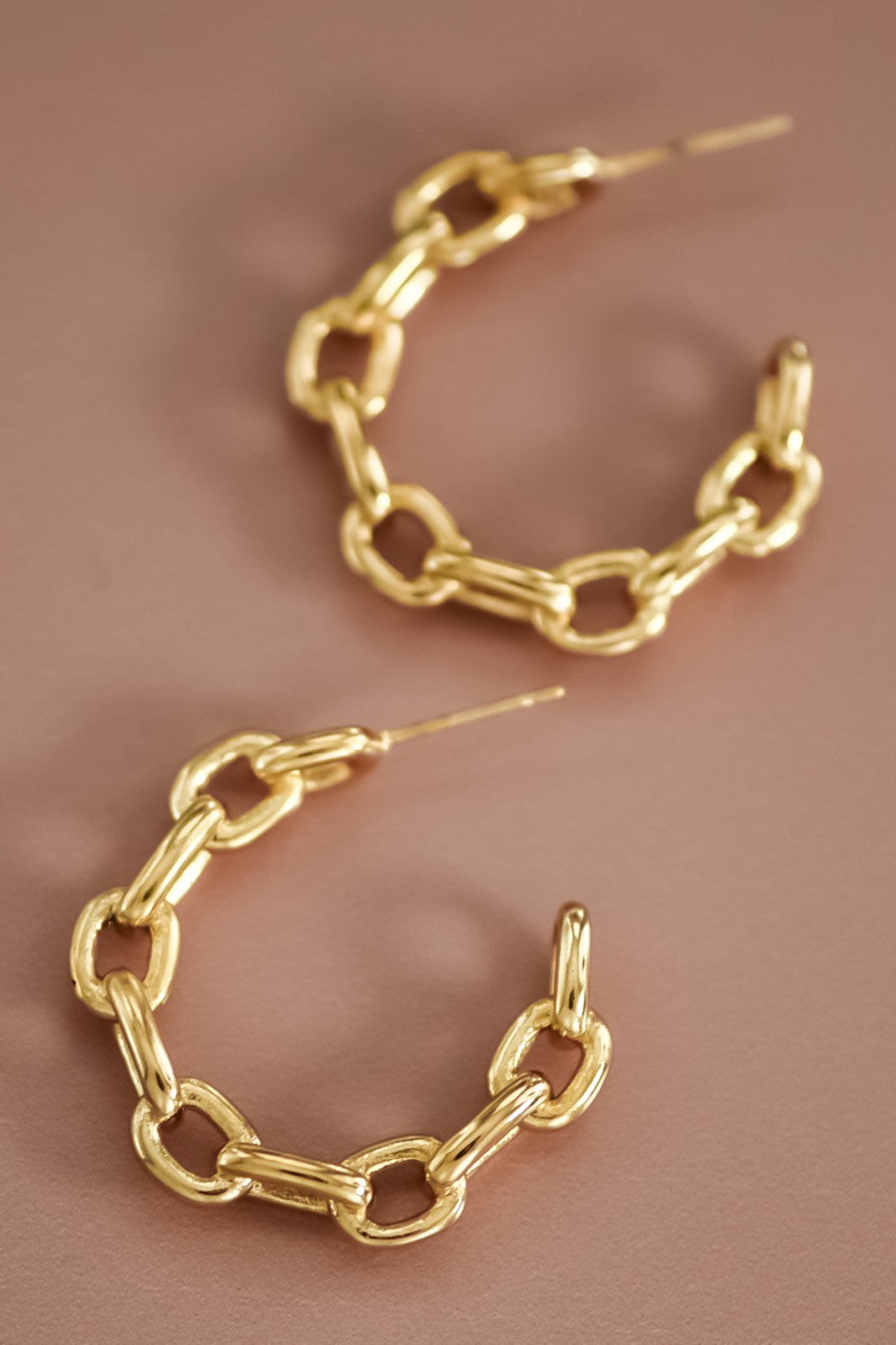 18k Gold Plated Stainless Steel Chain Link Earrings