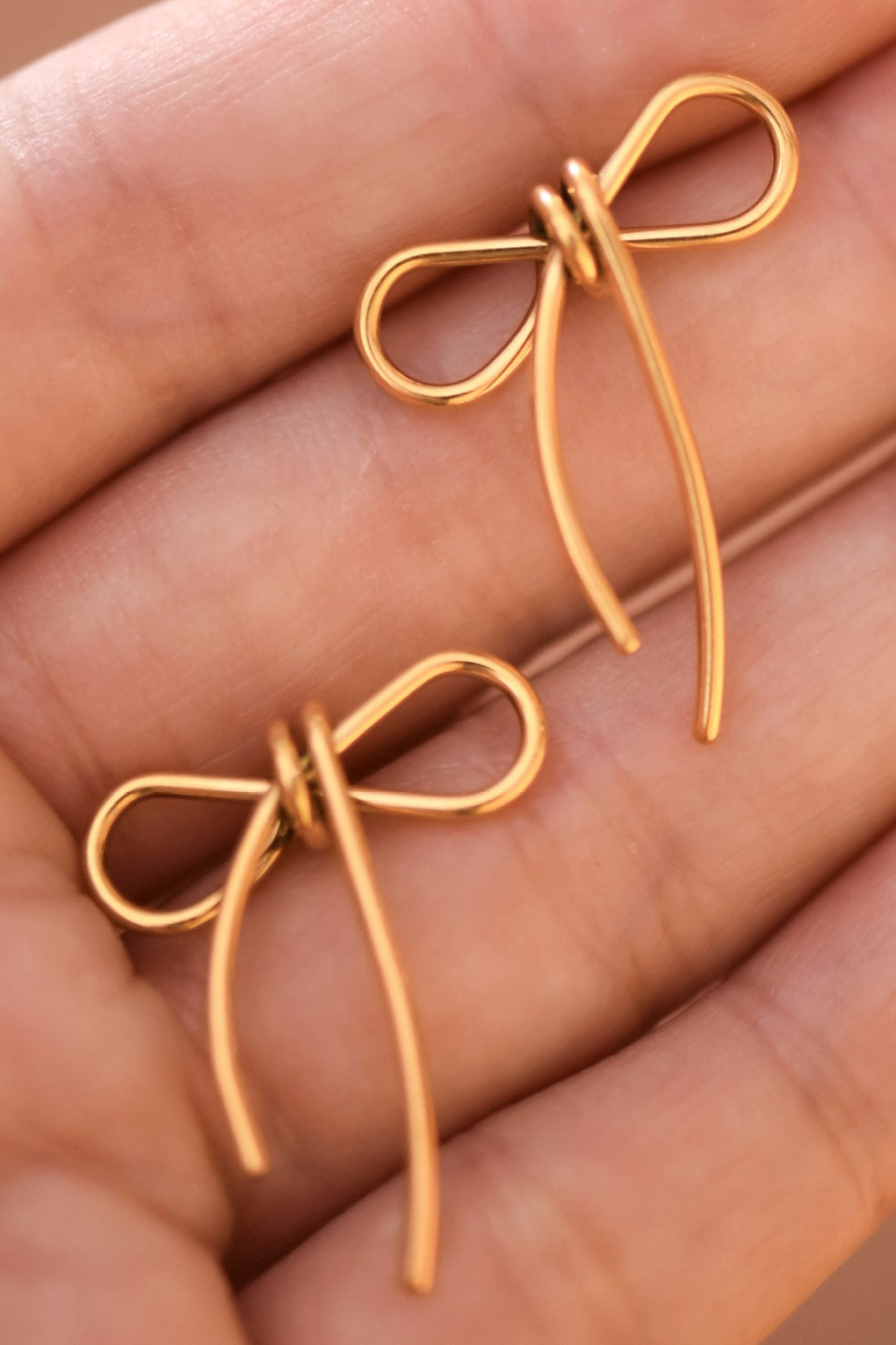 18k Gold Waterproof Stainless Steel Bow Earrings
