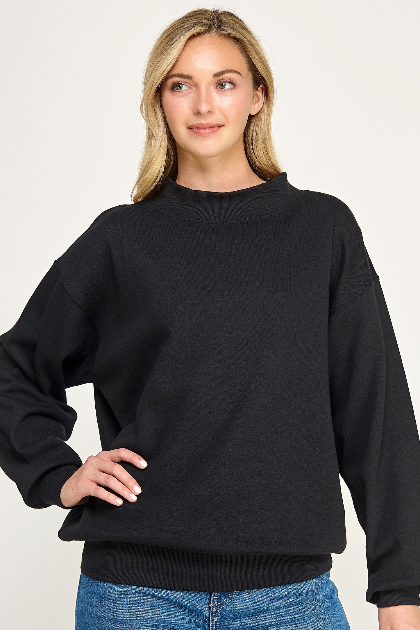 Essentials Black mock neck sweatshirt