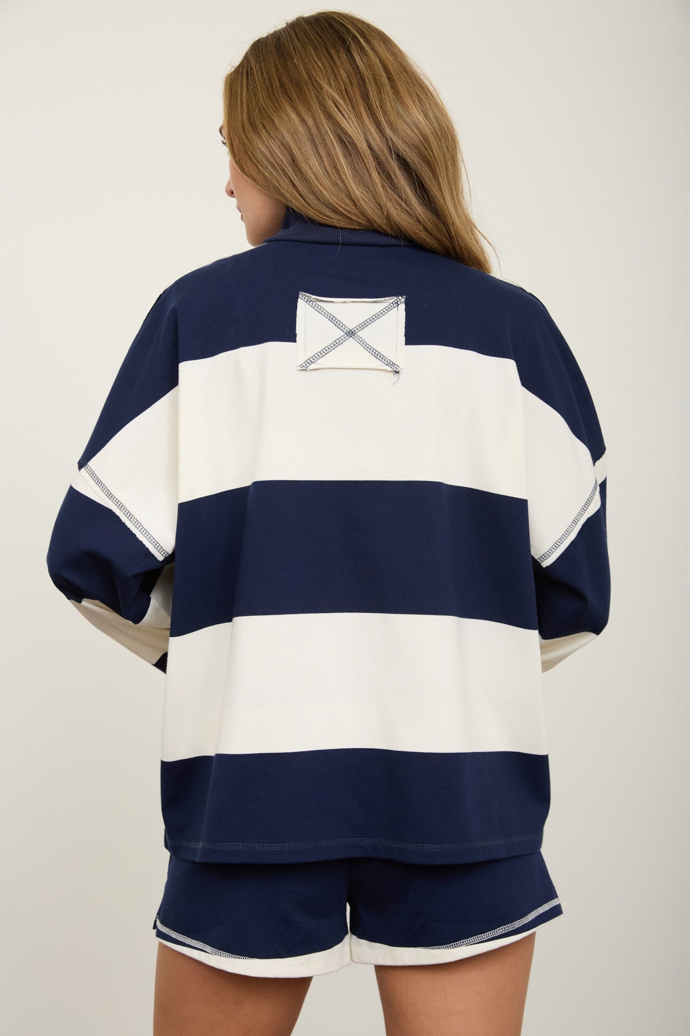 Navy Stripe Short Set