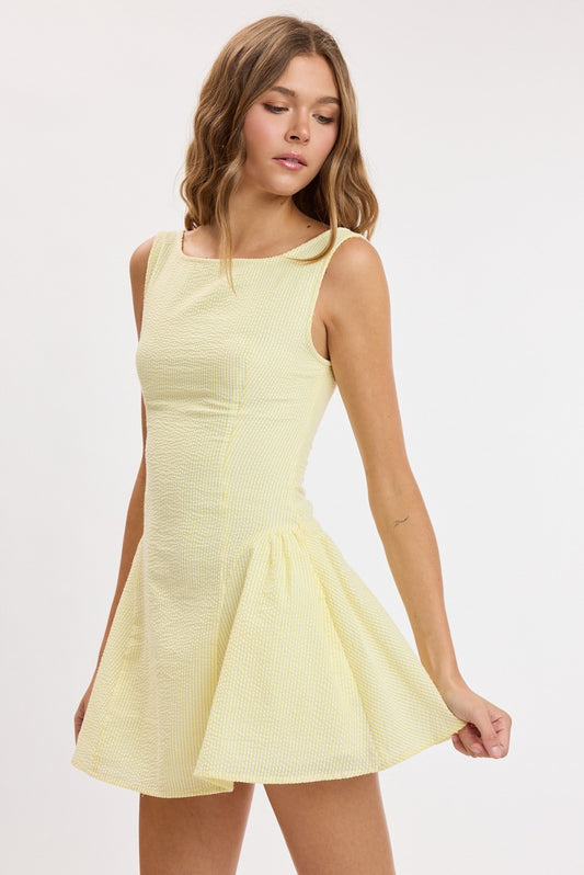 Yellow stripe mini dress