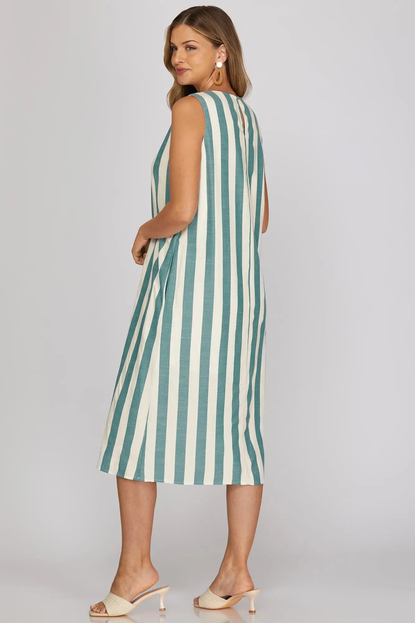 Teal Striped Dress