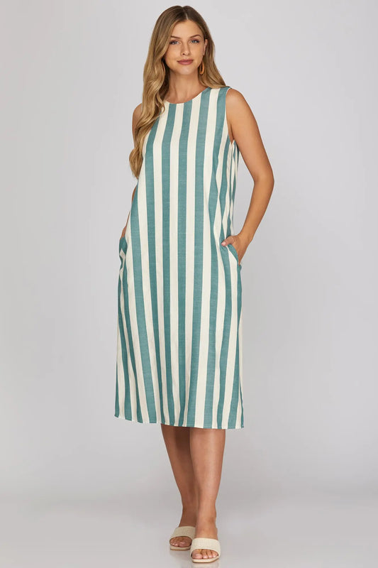 Teal Striped Dress