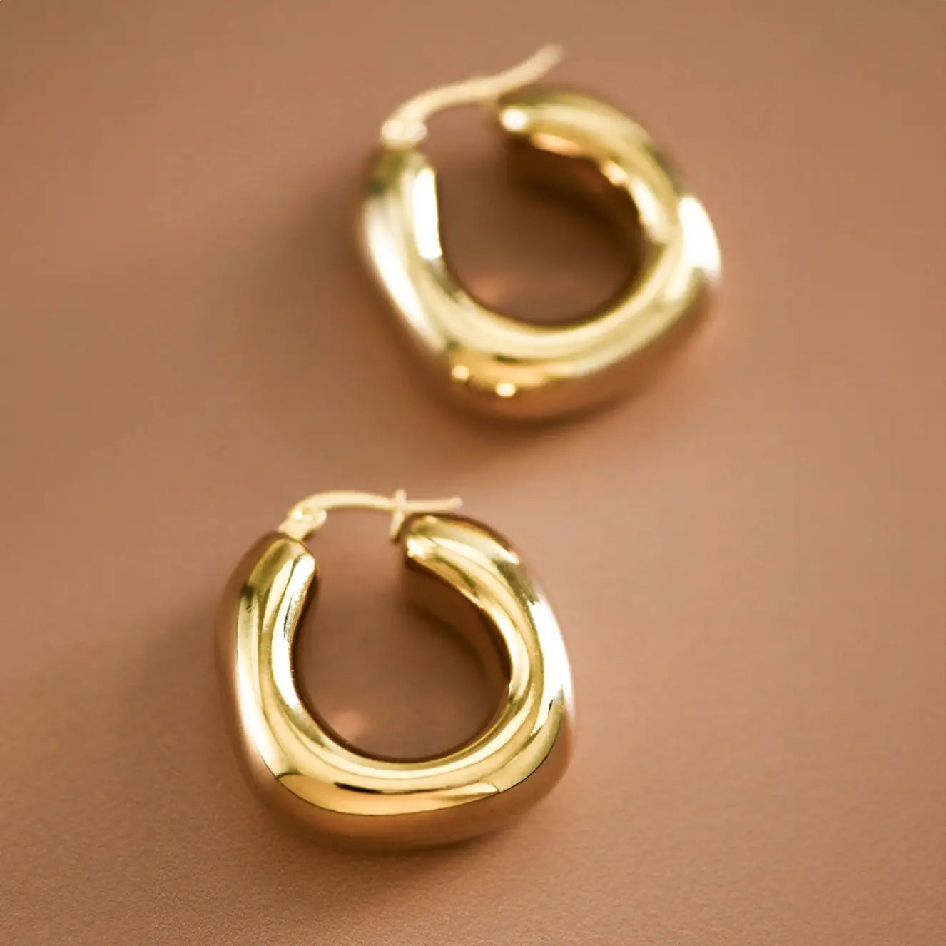 18k Gold Waterproof Stainless Steel  Chunky Hoop Earrings