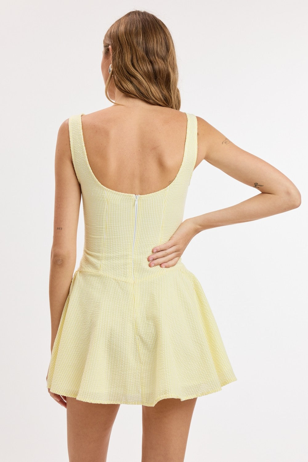 Yellow stripe mini dress